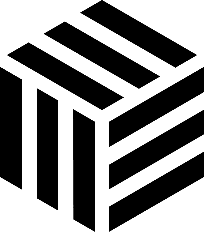Primary striped isometric cube mark
